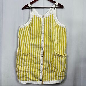 Maeve Striped Overall Mini Dress Sunshine Yellow XL Womens Denim Boho Western